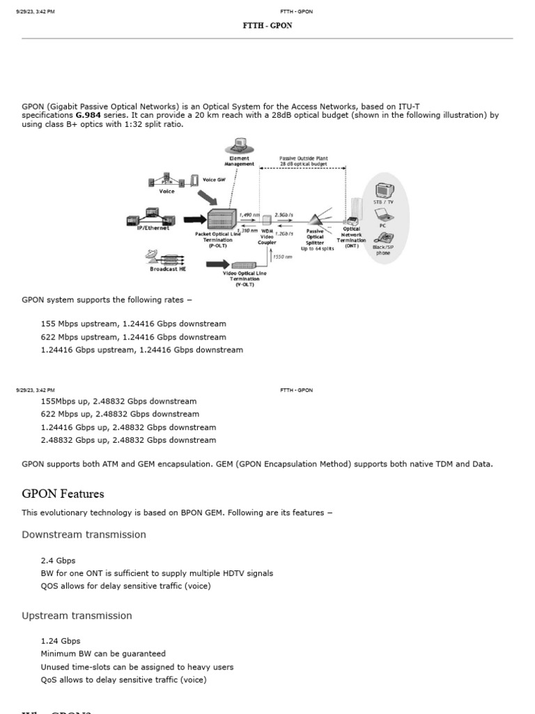 FTTH - Gpon | PDF | Service Industries | Electrical Engineering