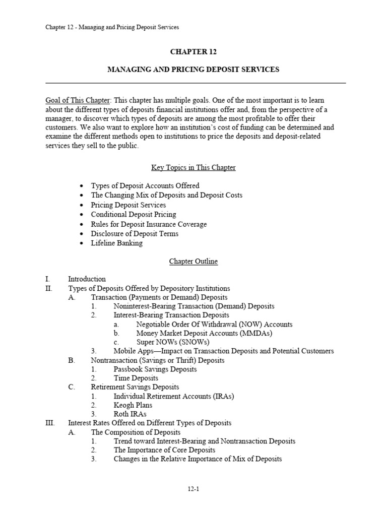 Managing Deposit Services Effectively | PDF