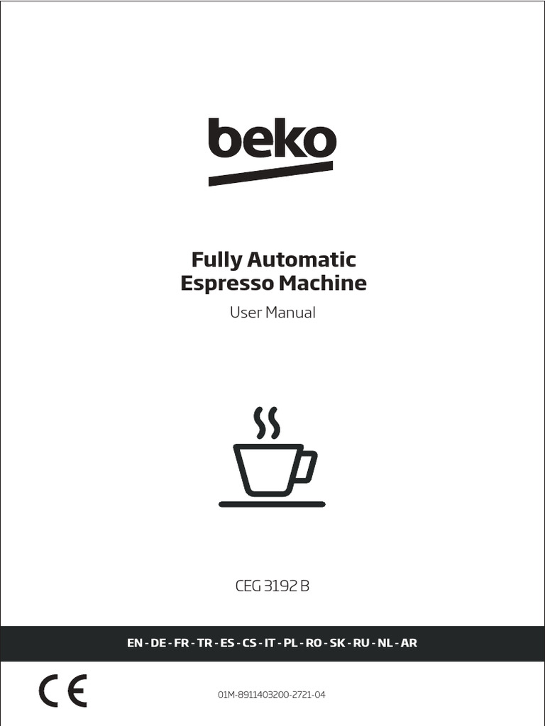 Beko Espresso Machine CEG3192B PDF