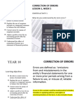 Year 10 - Correction of Errors - LG Lesson - 01