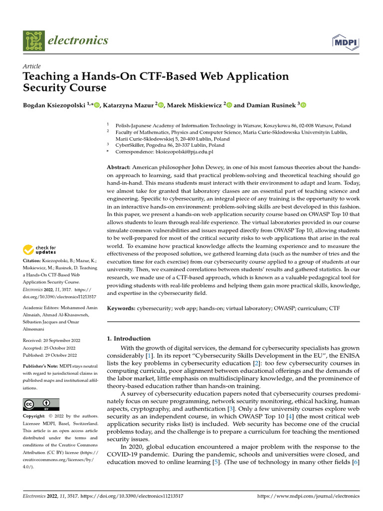 Teaching a hands on ctf based web application secu pdf