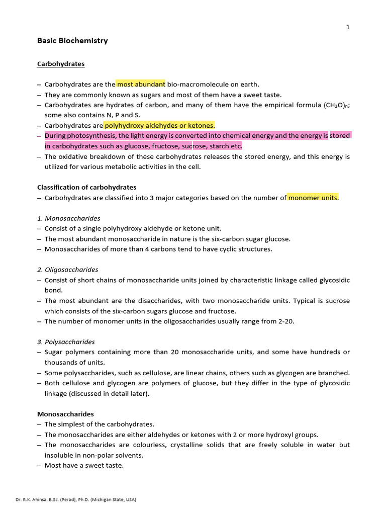 Section 01 Carbohydrates | PDF