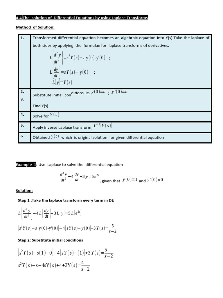 SOLVE ODE BY USING LAPLACE July 2020 | PDF | Laplace Transform | Equations