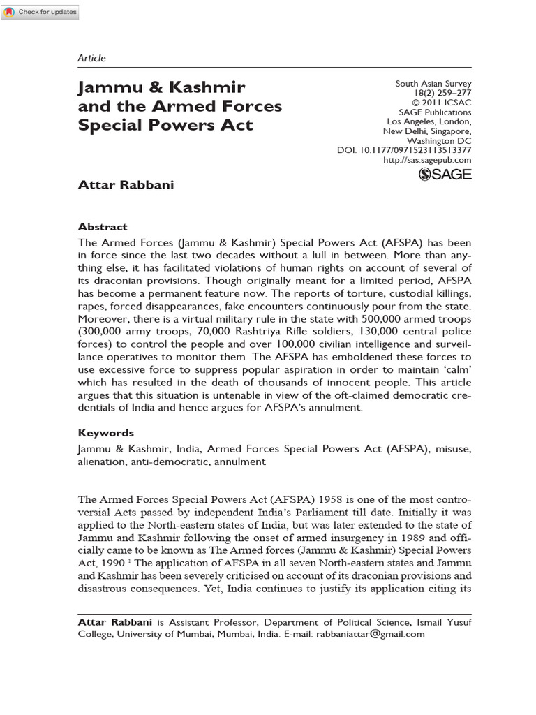 Rabbani 2014 jammu kashmir and the armed forces special powers act pdf