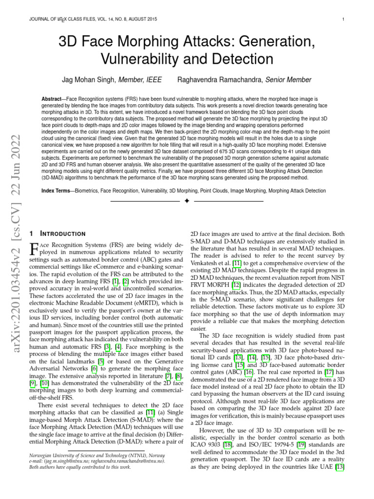 (Accepted) 2022-3D Face Morphing Attacks Generation - Vulnerability and ...
