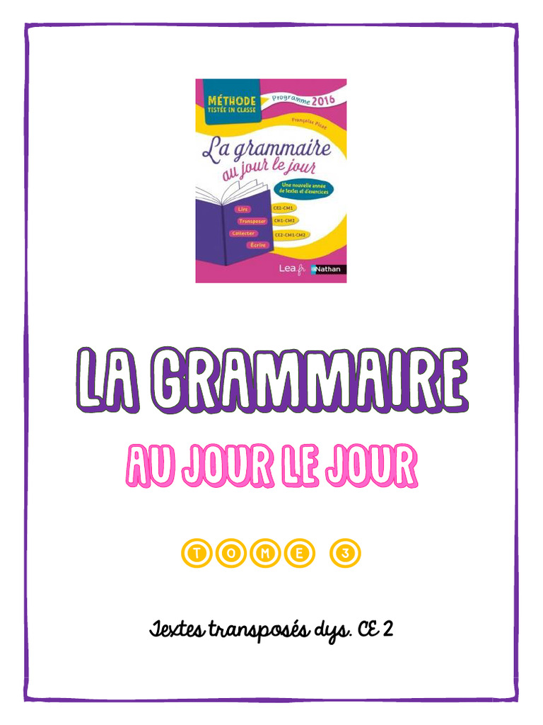 Textes transposés - Grammaire Tome 3 | PDF | Jeunes adultes