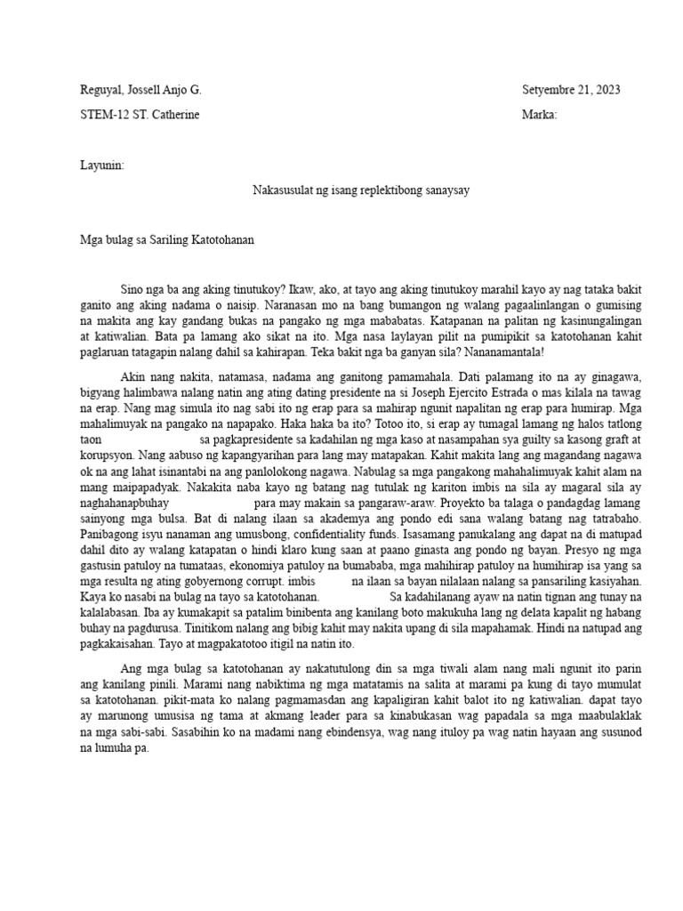 Mga Bulag Sa Sariling Katotohanan | PDF