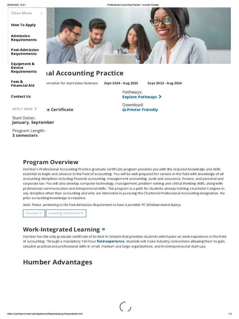 Professional Accounting Practice Humber College PDF