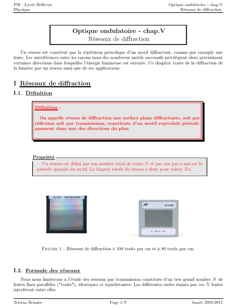Réseaux de Diffraction | PDF
