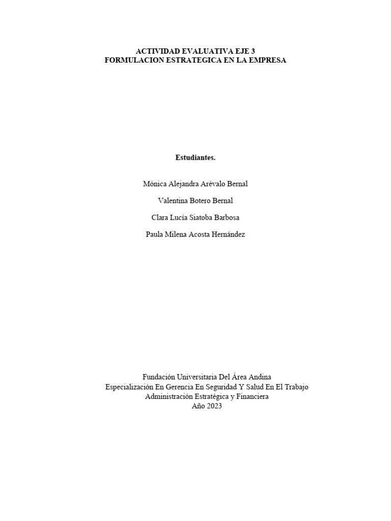 Actividad Eje 3 Administración Estratégica y Financiera | PDF