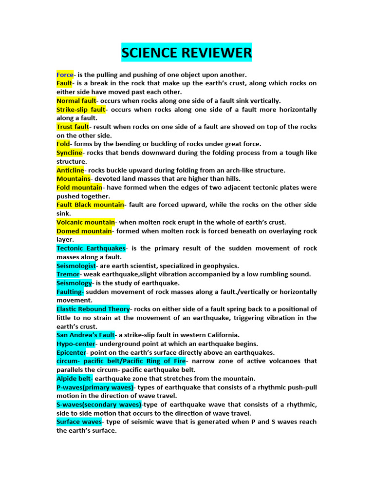 Earth Science and Language Review Guide | PDF