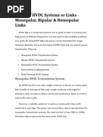 Types of HVDC Systems or Links