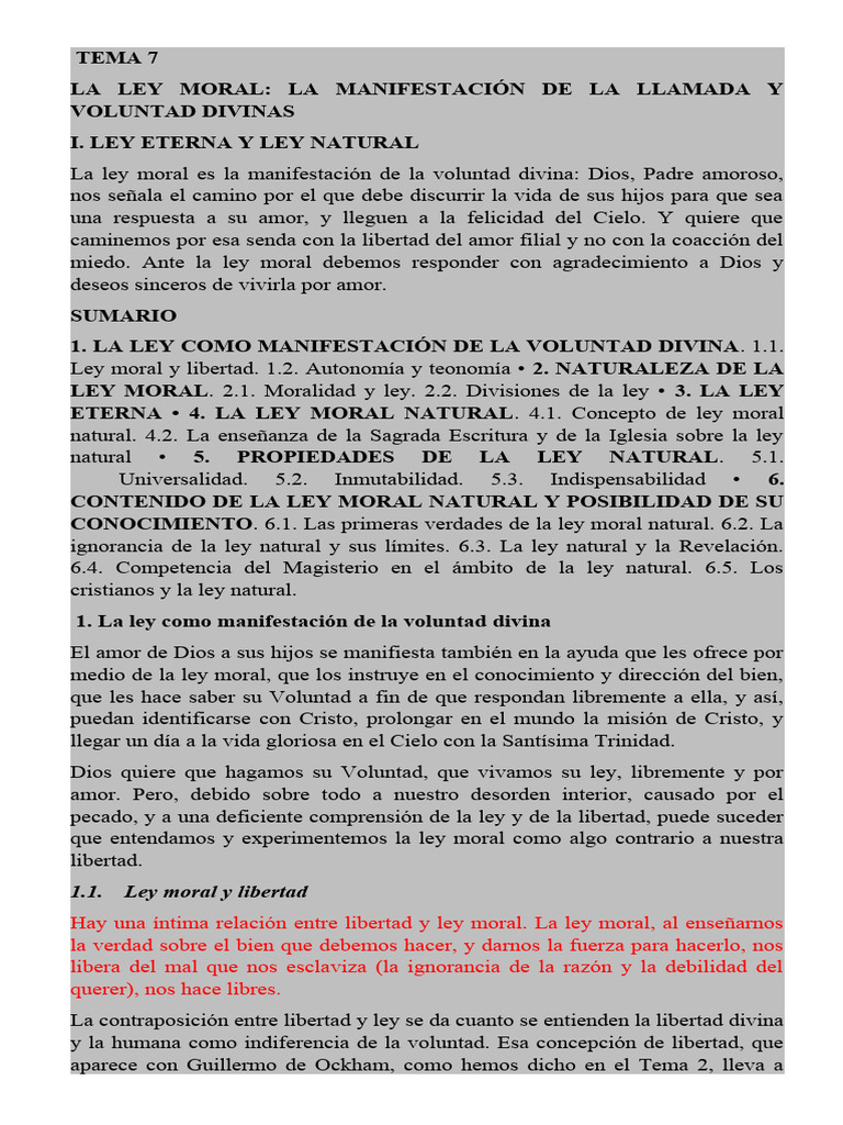 Ley Moral: Voluntad Divina y Libertad | PDF | Moralidad | La Ley natural