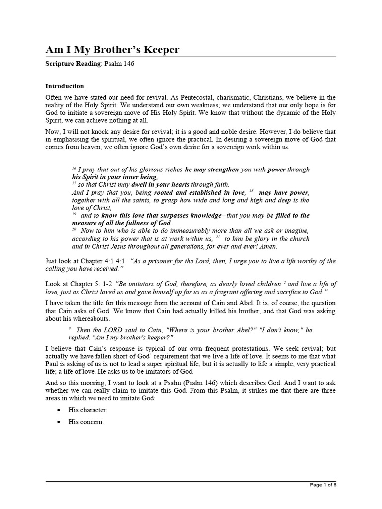 Am I My Brother's Keeper (Gen 4v9) | PDF