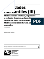 Sociedades Mercantiles (III) - Modificación de Estatutos, Separación y Exclusión de Socios, y Disolución y Liquidación Sociedades Especiales