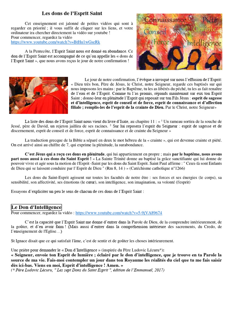Les 7 dons de l'Esprit Saint expliqués | PDF