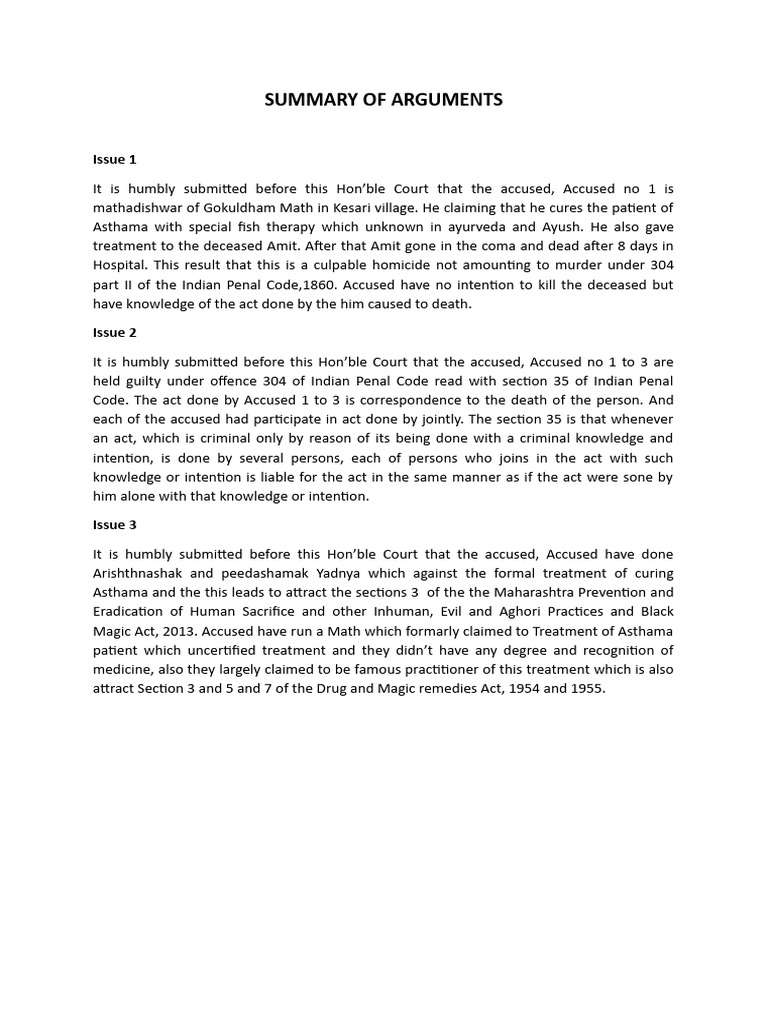 SUMMARY OF ARGUMENTS PDF