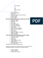 Vocabulario de útiles escolares en inglés | PDF