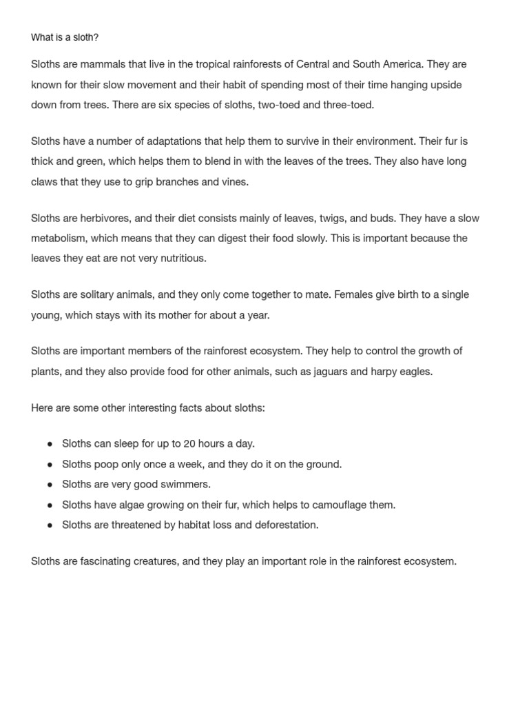 All about sloths pdf