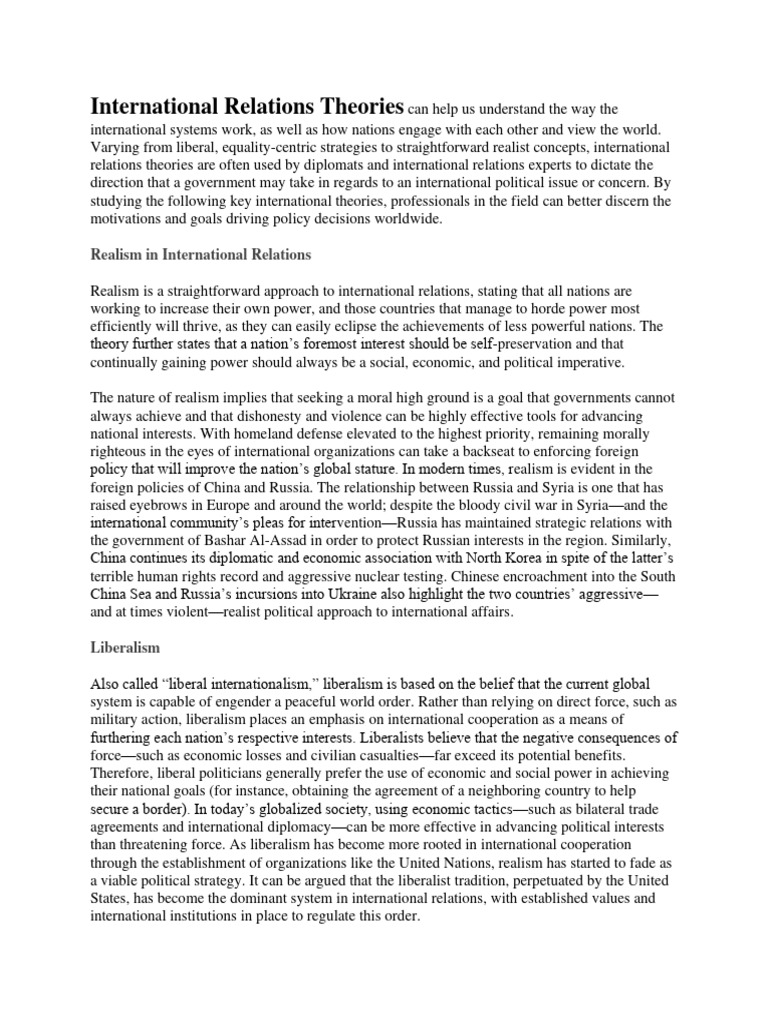 Theories of IR | PDF | International Relations | Marxism