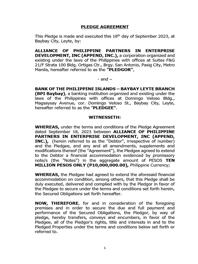 Pledge Agreement PDF