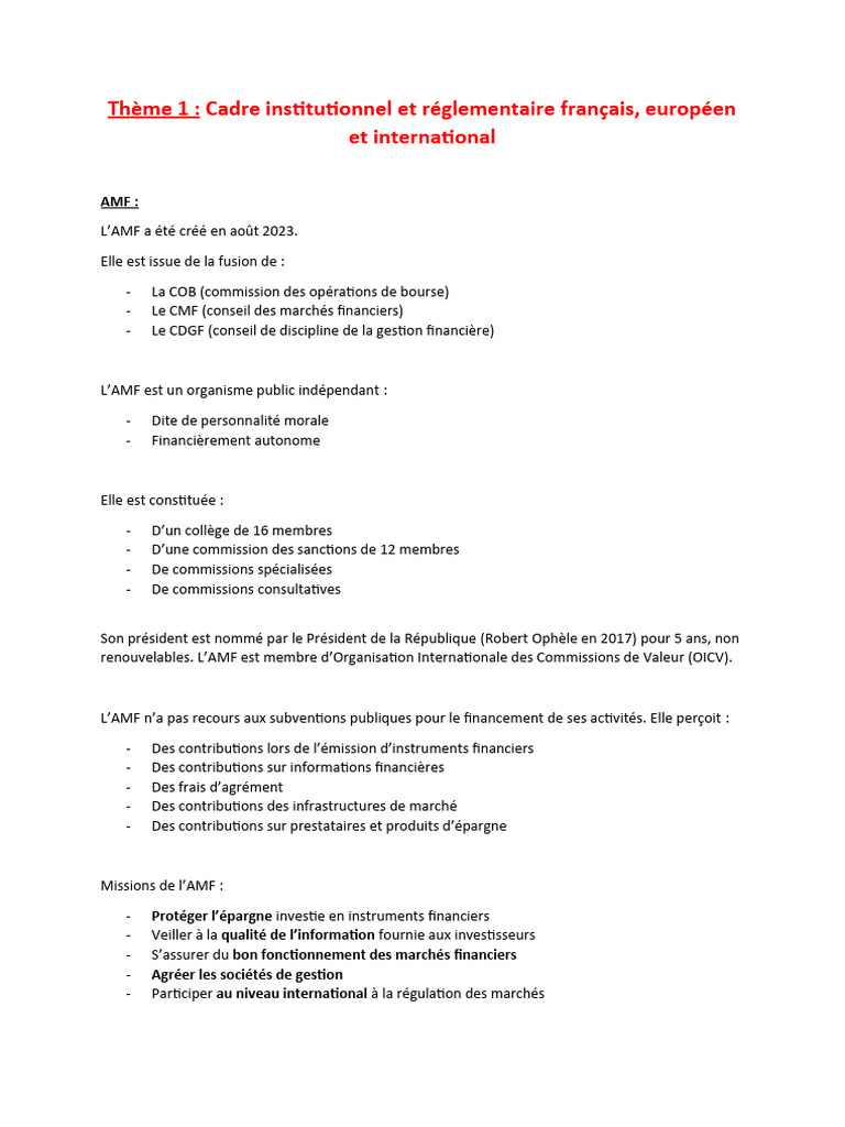 Structure et Missions de l'AMF en 2023 | PDF