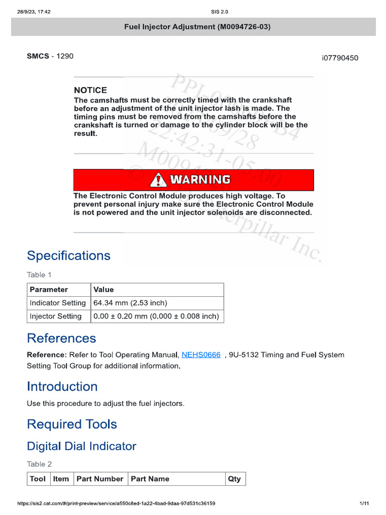 Fuel Injector Adjustment (M009472603) PDF