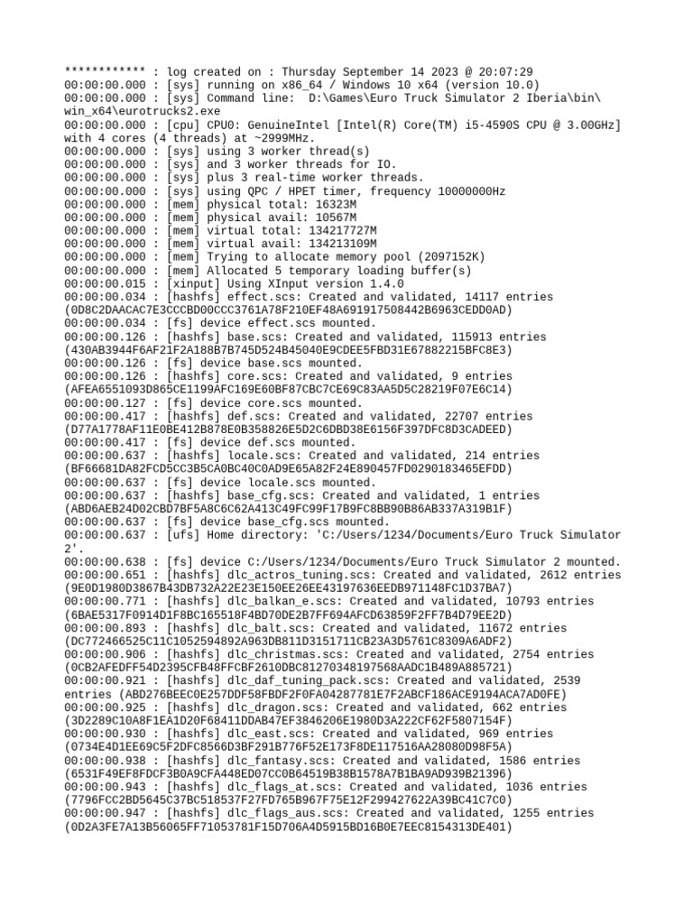 Euro Truck Simulator 2 Log | PDF