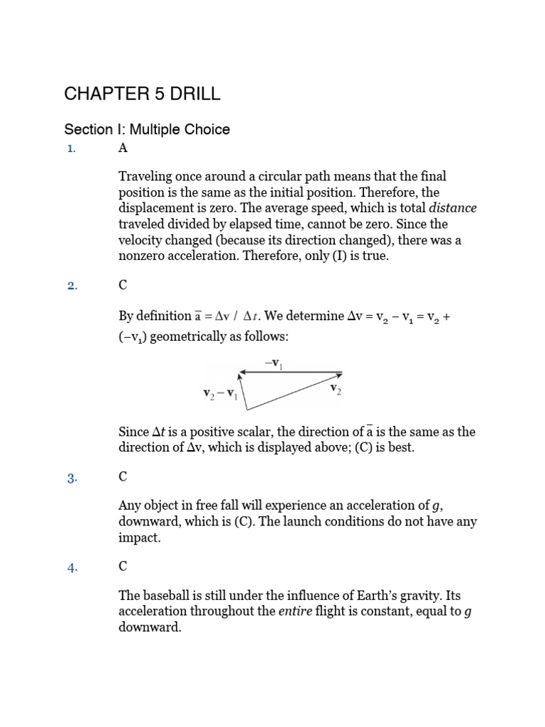 Cracking the AP Physics C Exam, 2020 Edition Chapter 5 Drill (Answer