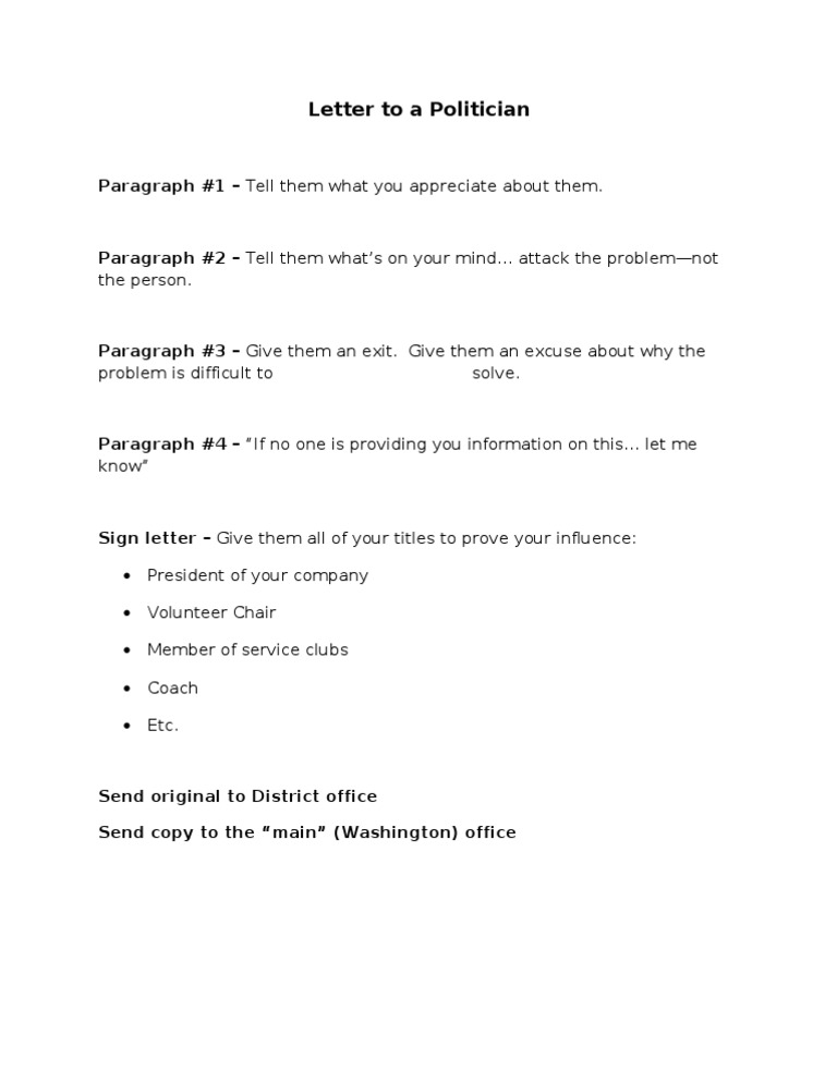 Effective Letter to a Politician | PDF | Politics | Social Science