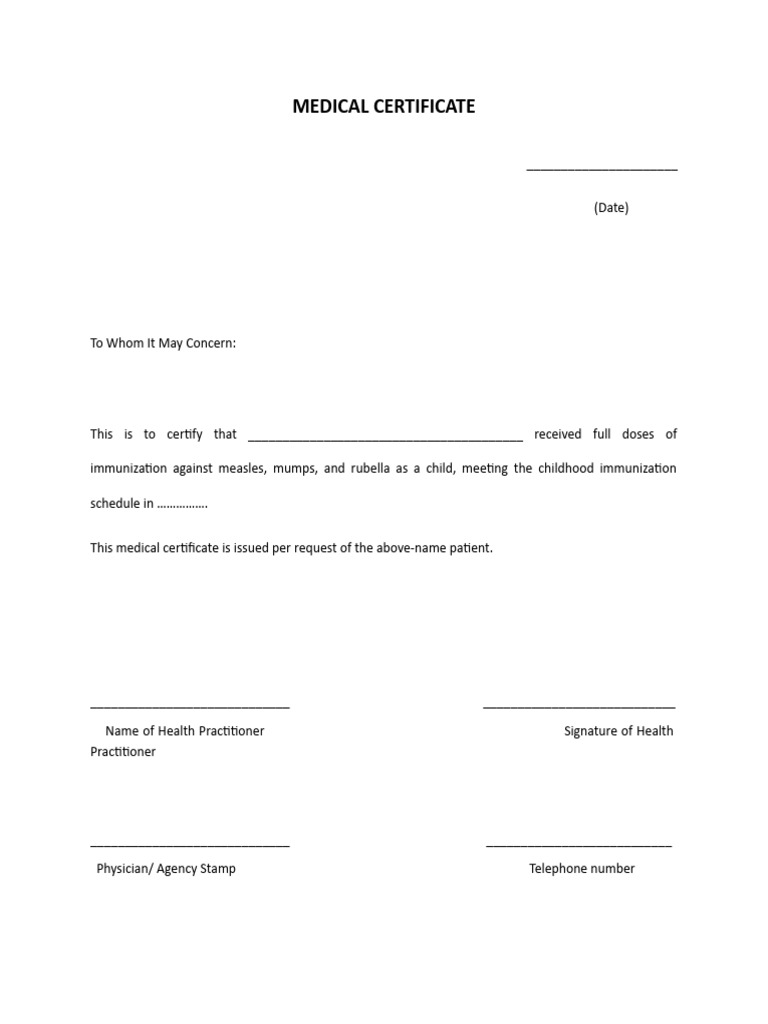 Immunization Certificate for MMR | PDF | Wellness