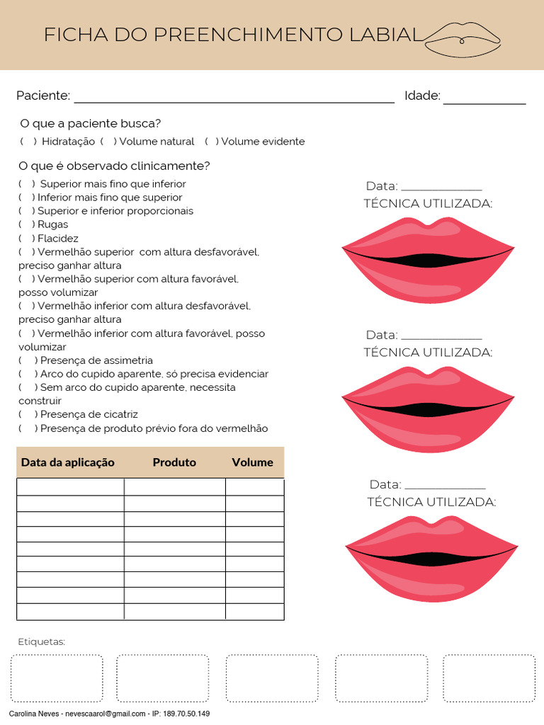 Ficha de Preenchimento Labial | PDF