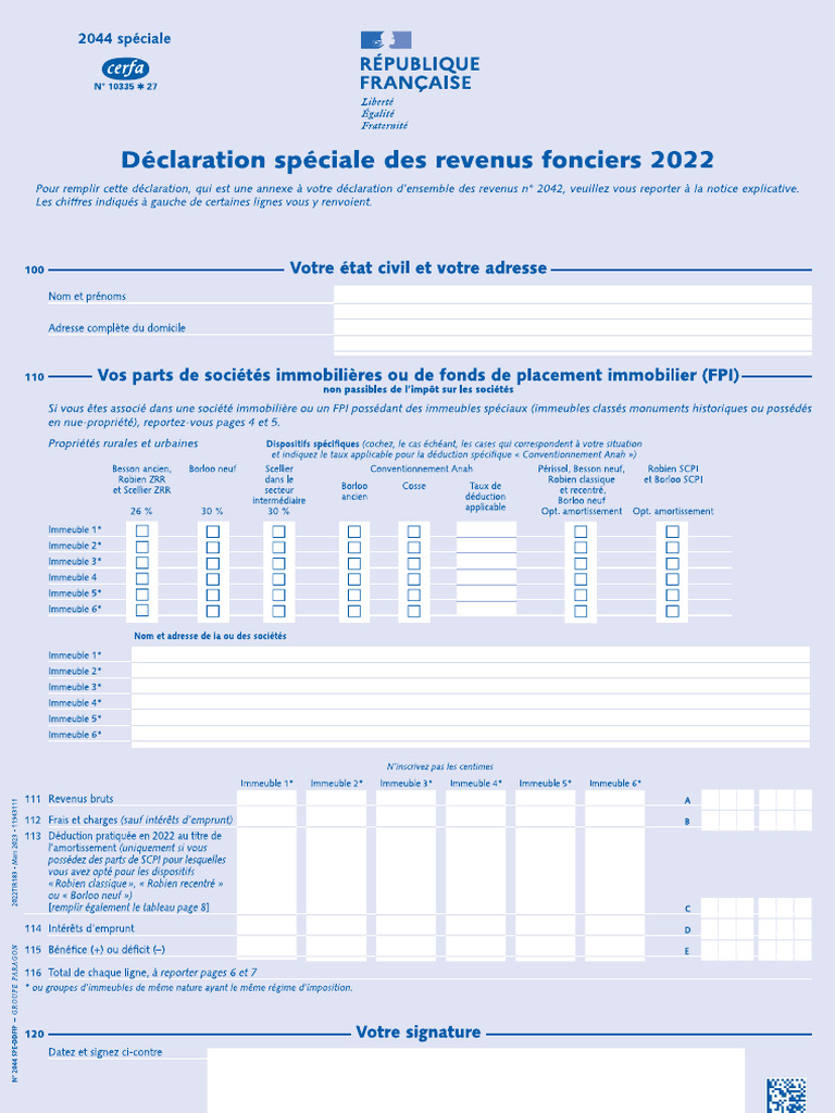 Cerfa 2044S Pour 2023 Sur R 2022 1 | PDF