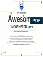 Google Interland 1NC09NET0Bunny Certificate of Awesomeness