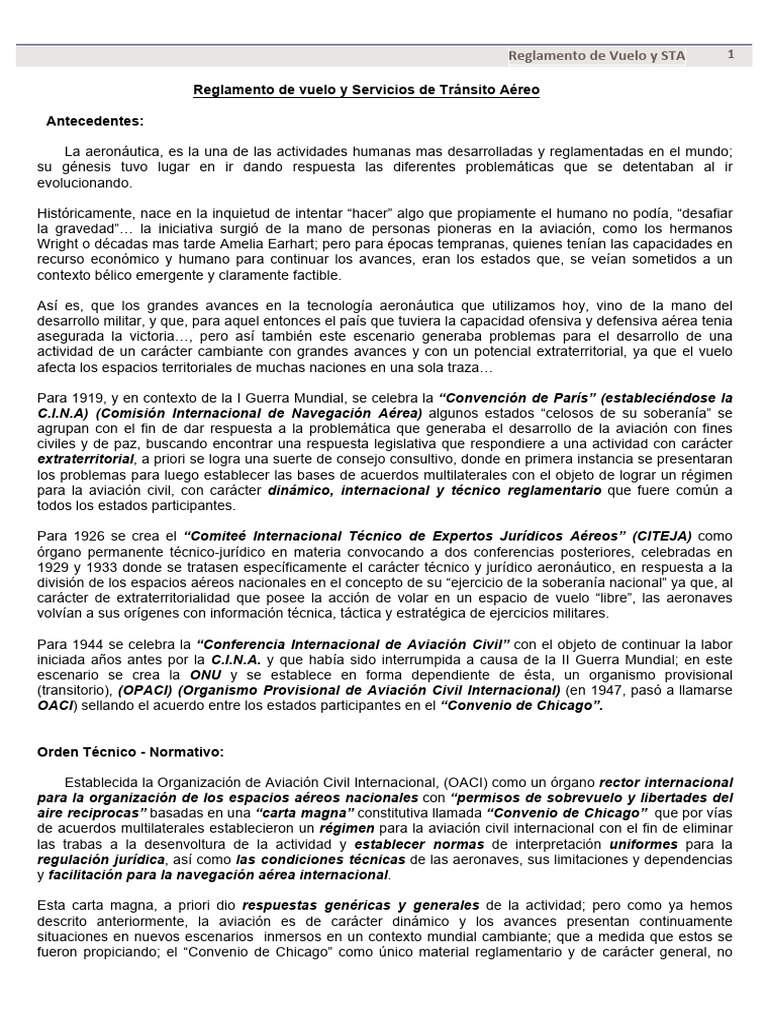 Reglamento de Vuelo y STA PDF Control de tráfico aéreo Reglas de