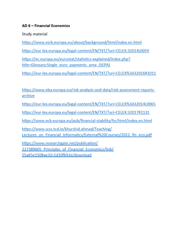 AD 6 - Financial Economics Study Pack | PDF