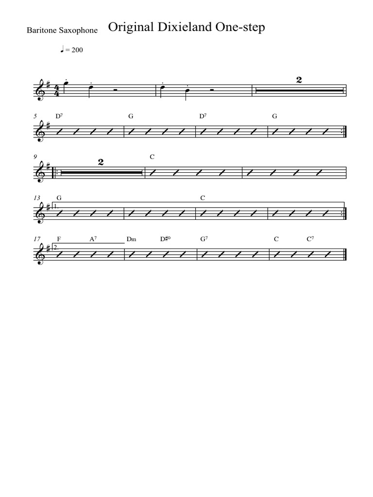 Original Dixieland OneStep Baritone Saxophone PDF