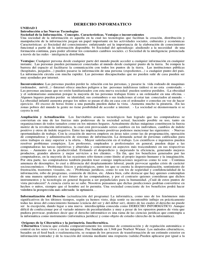 Apuntes de Derecho Informatico | PDF