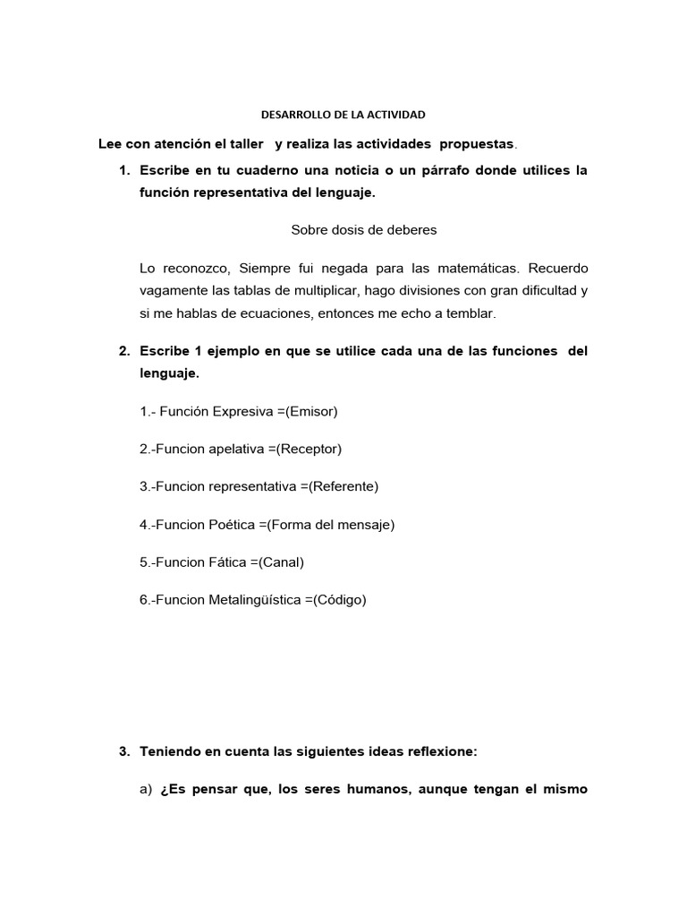 Actividades de Lenguaje y Comunicación | PDF | Artes del Lenguaje y ...