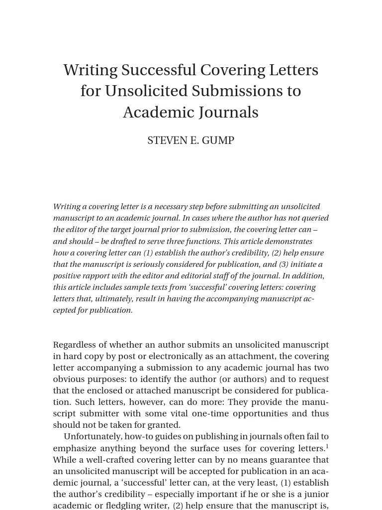 Crafting Effective Journal Cover Letters | PDF | Academic Journal ...