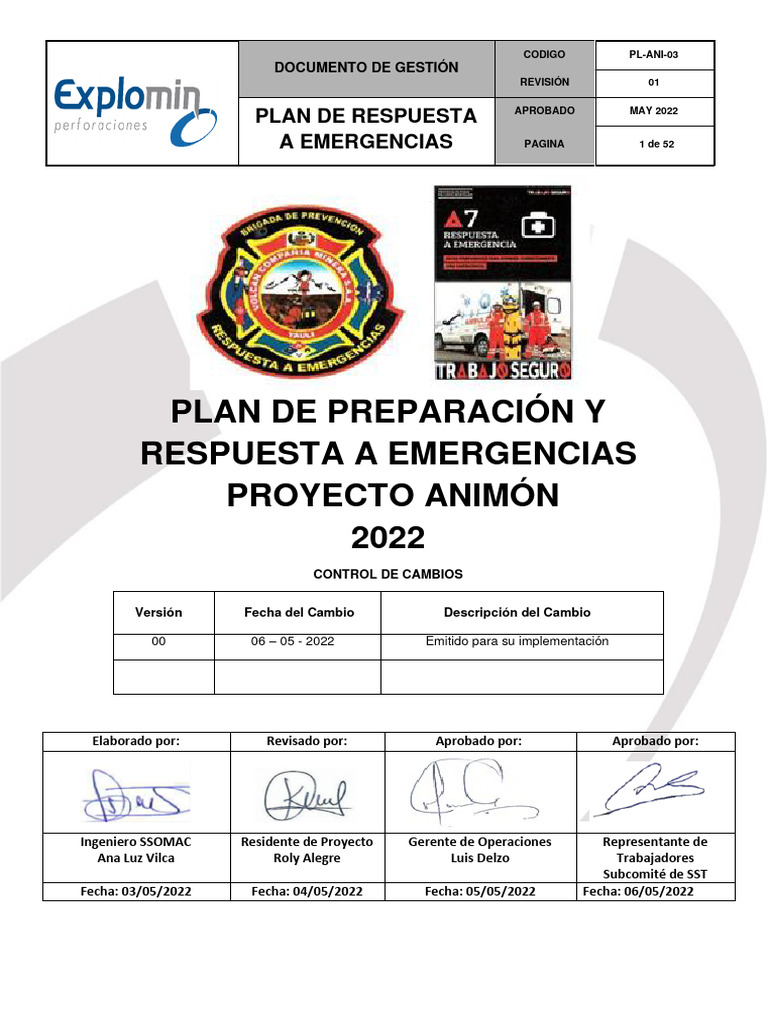 Plan de Respuesta a Emergencias 2022 | PDF | Tecnología