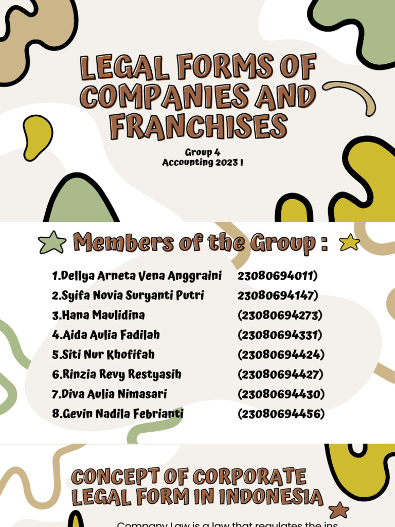 LEGAL FORMS OF COMPANIES AND FRANCHISES PDF