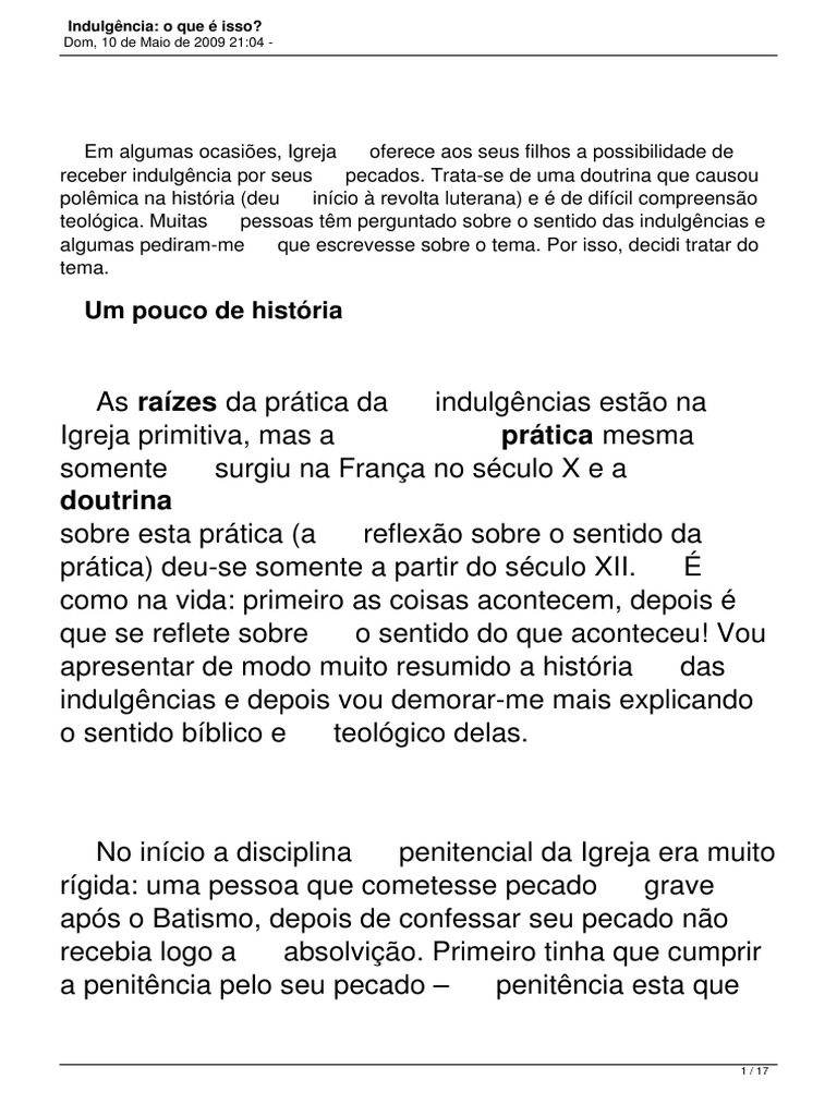 Indulgencia o Que e Isso | PDF | Indulgência | Purgatório