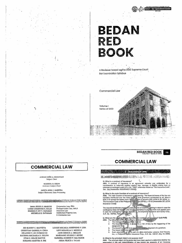 2022 Bedan Red Book Commercial Law PDF