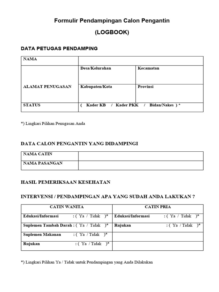 Formulir ELSIMIL Calon Pengantin | PDF