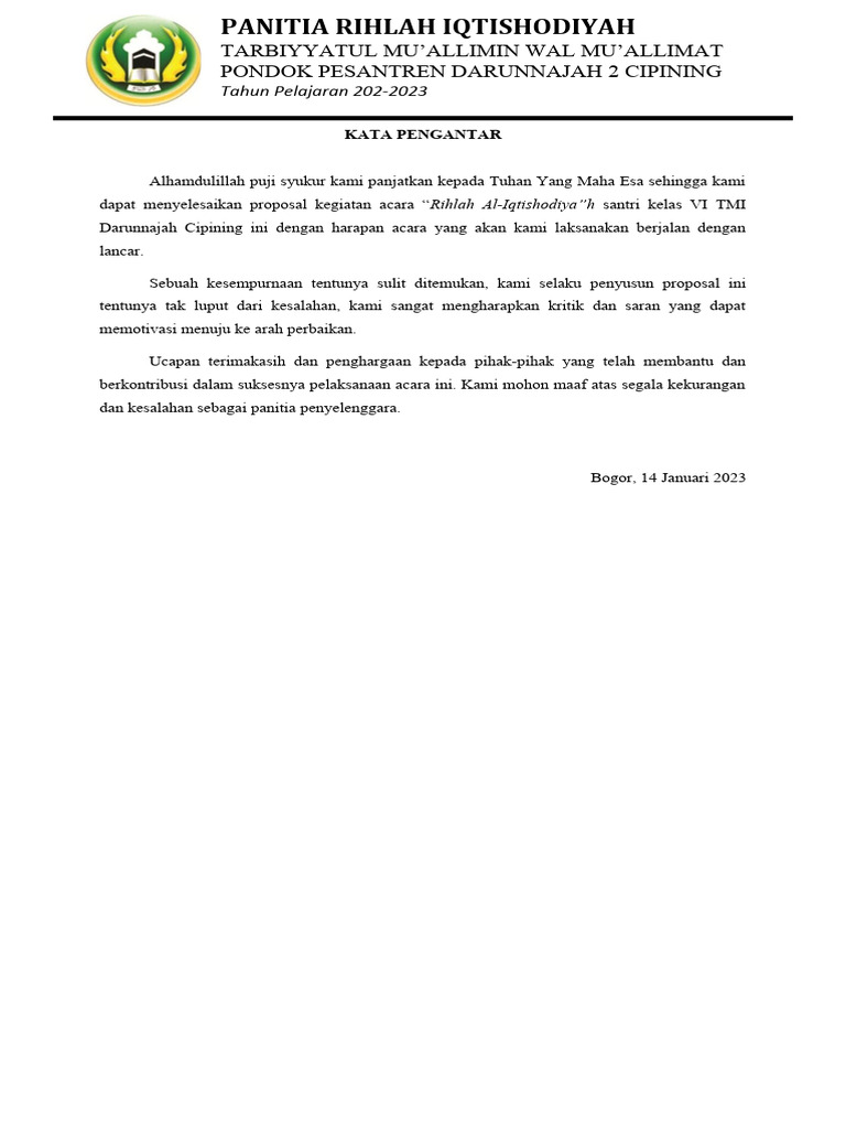 Proposal Rihlah Iqtisadiyah | PDF