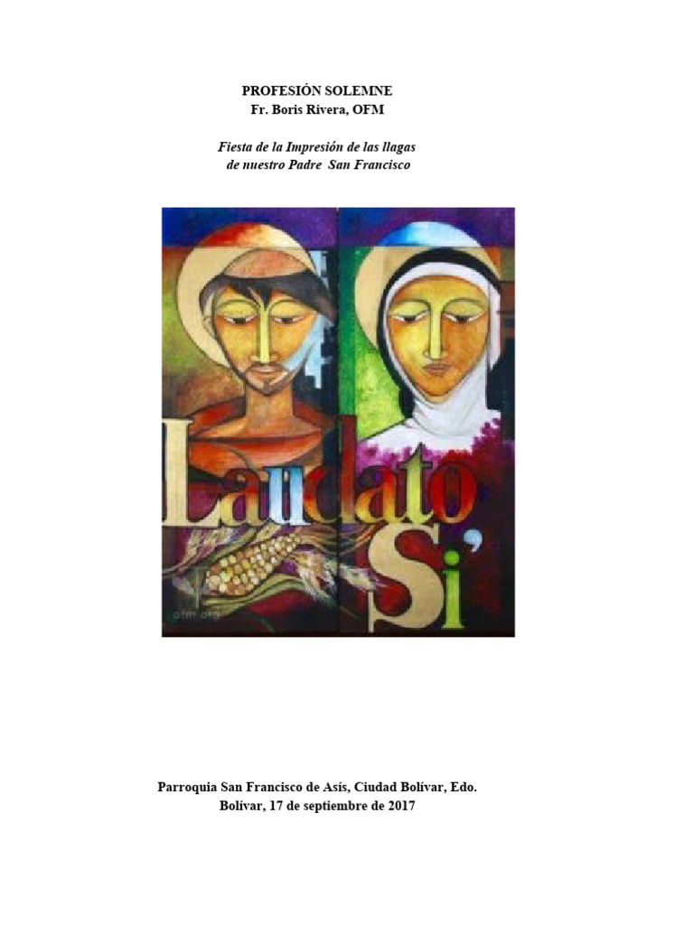 Rito de profesión solemne lecturas del domingo oraciones impresión de