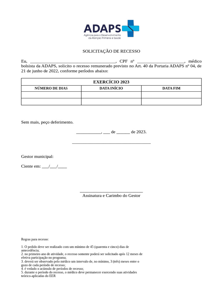 Regras para Recesso Remunerado | PDF