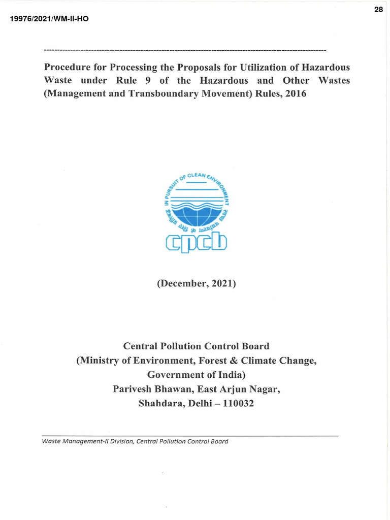Procedure For Processing The Proposal For Utilization of Hazardous