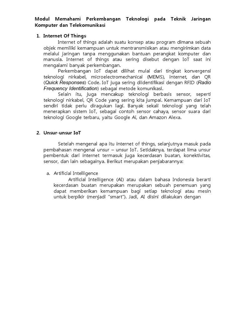 Modul Memahami Perkembangan Teknologi Pada Teknik Jaringan Komputer Dan